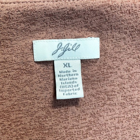 J. Jill Top Womens XL Tan Brown Mesh V-Neck Layered Sheer 3/4 Sleeve Blouse‎ - Picture 10 of 12